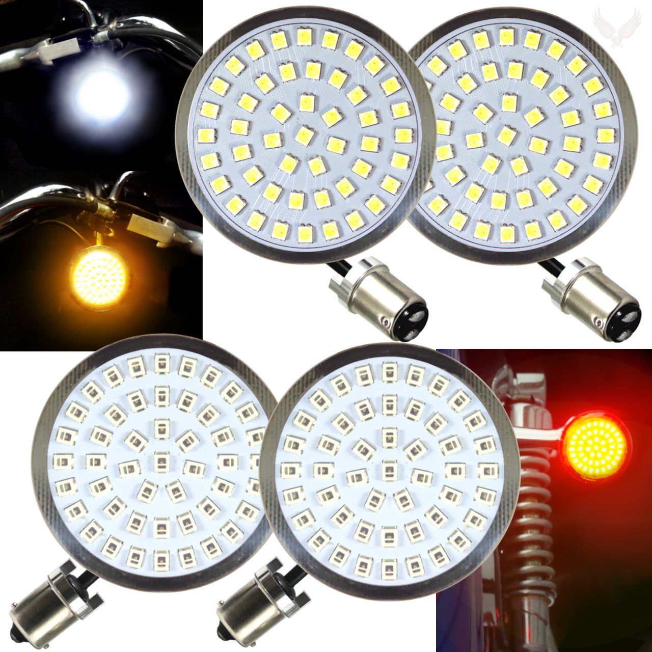 Eagle Lights 2" Generation II Front and Rear LED Turn Signals Kit for Harley-Davidson® Motorcycles- Front 1157 / Rear 1156 / Rear LEDs Red