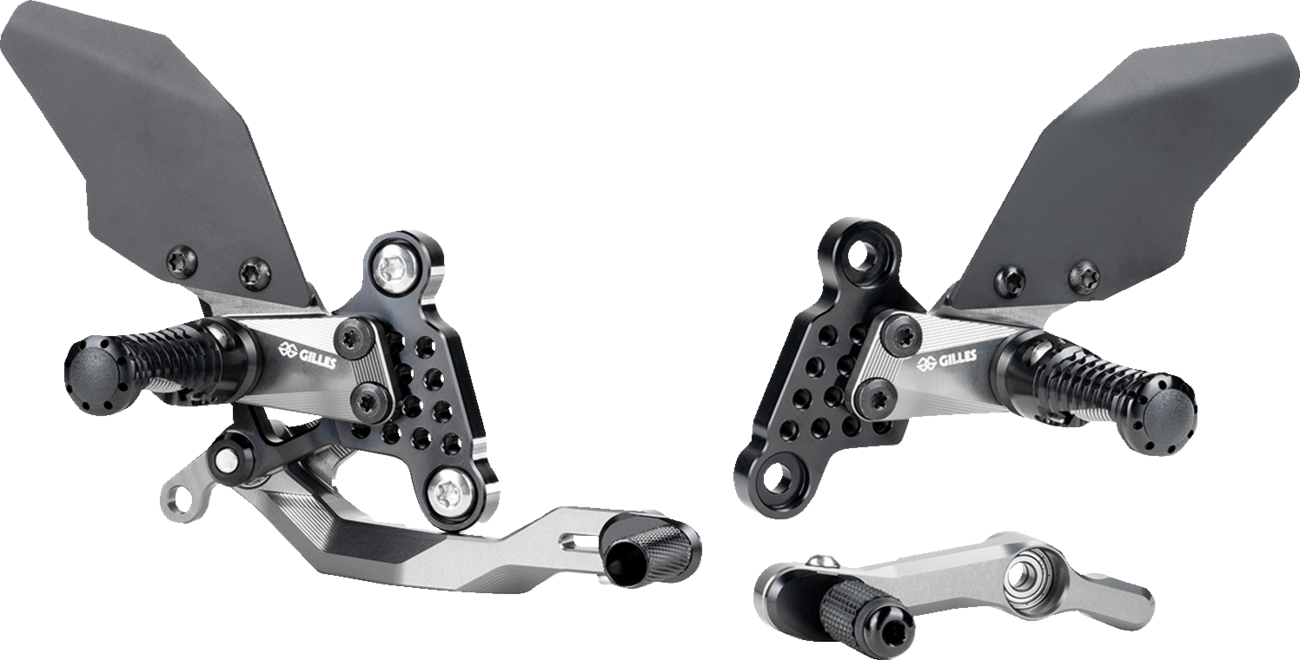 GILLES TOOLING Adjustable Rearset - Black/Chrome 1623-0576