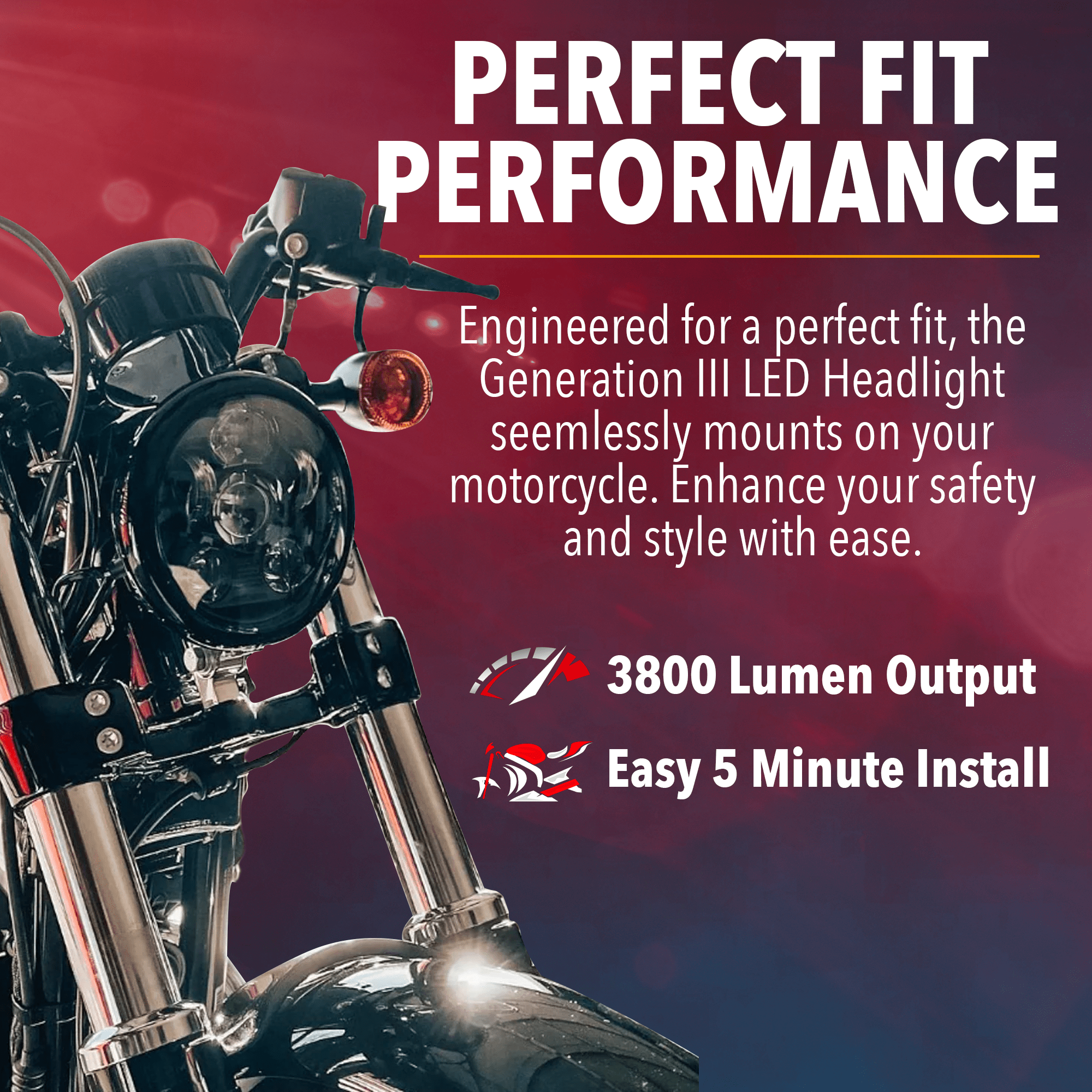 Eagle Lights 5 3/4" Generation III LED Headlight Kit for Harley-Davidson® Low Rider ST Models with Adapter Bracket