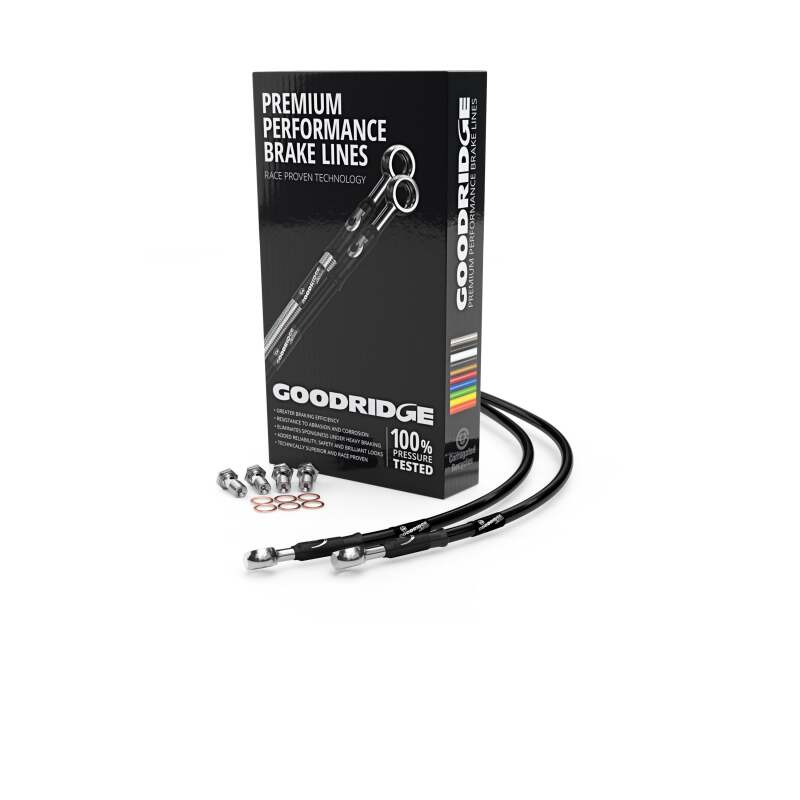 Goodridge 1996-2003 Harley-Davidson XL1200 Sportster Dual Clear Front Brake Line w/Black Fitting - HD7883-3FC-BK