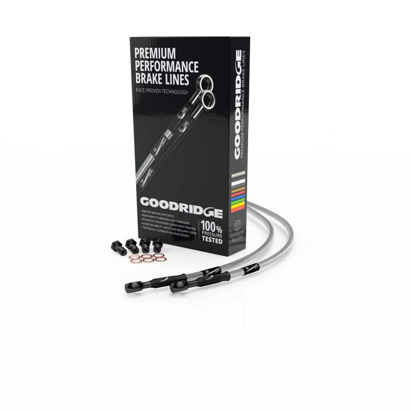 Goodridge 2018-2023 Harley-Davidson FLHC/FLHCS (w/ABS) Black Front Brake Line w/Clear Fitting - HD0145-1FB-CL