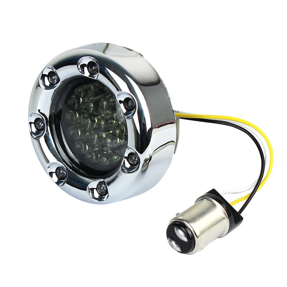Eagle Lights 2” Infinity Beam Front LED Turn Signals with Integrated Trim Rings and White Halo Running Lights for Harley-Davidson® Motorcycles