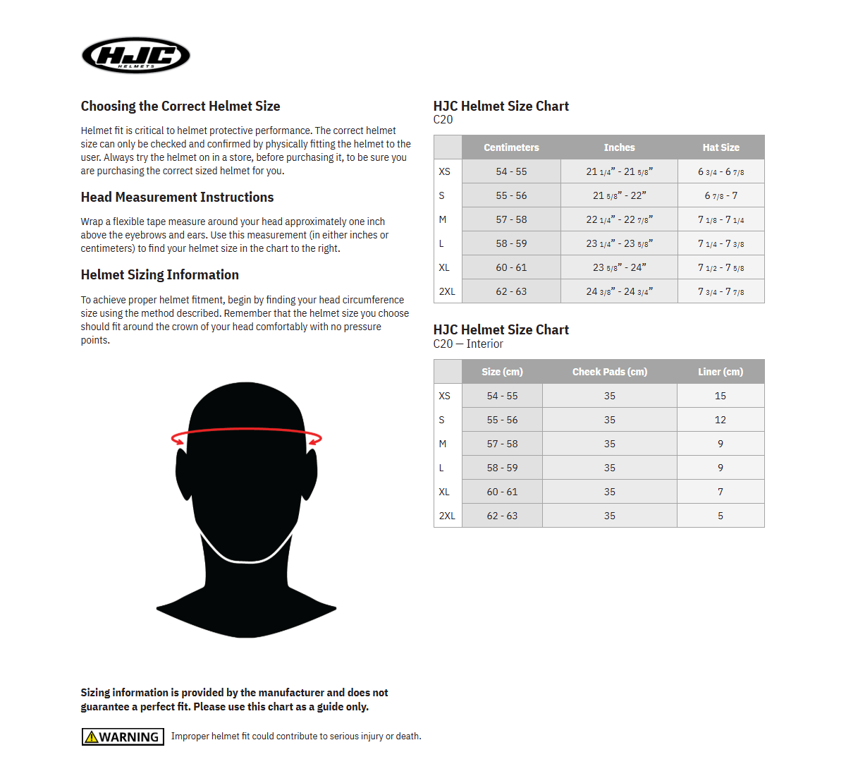 HJC C20 Helmet Cheek Pads