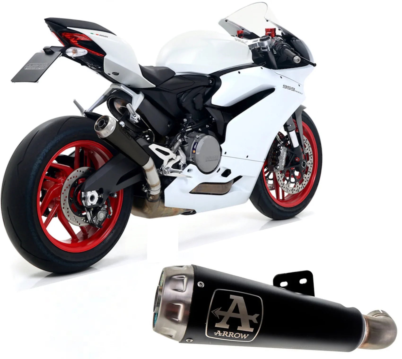 Arrow Ducati 959 Panigale 16-19 NOT US MODELS Homologated Nichrom Dark Pro-Race Silencer With Welded Link Pipe For Original Collectors 71880prn