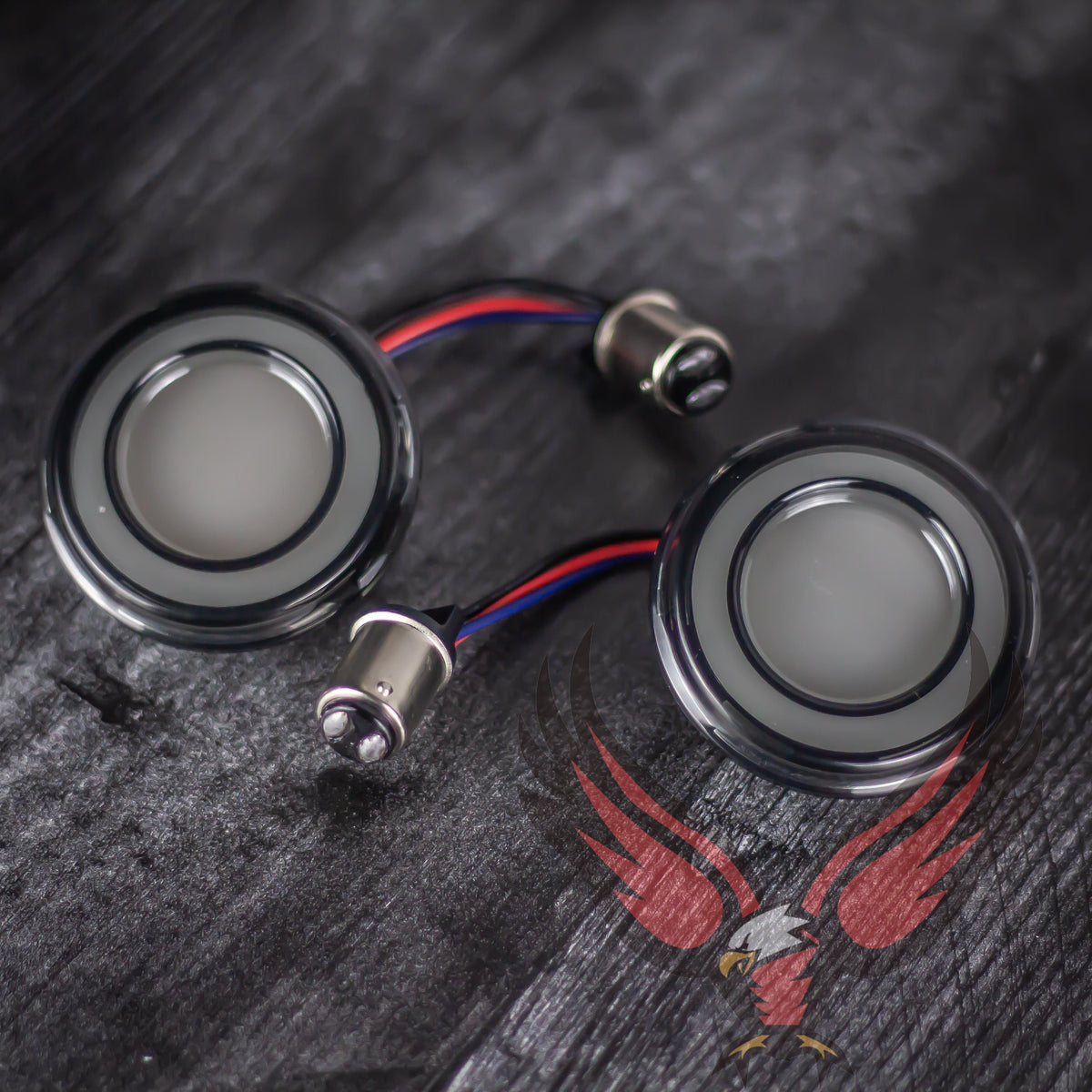 Eagle Lights HALOS 2" Front and Rear LED Turn Signals for Harley-Davidson® Motorcycles - Front (1157) / Rear (1156)