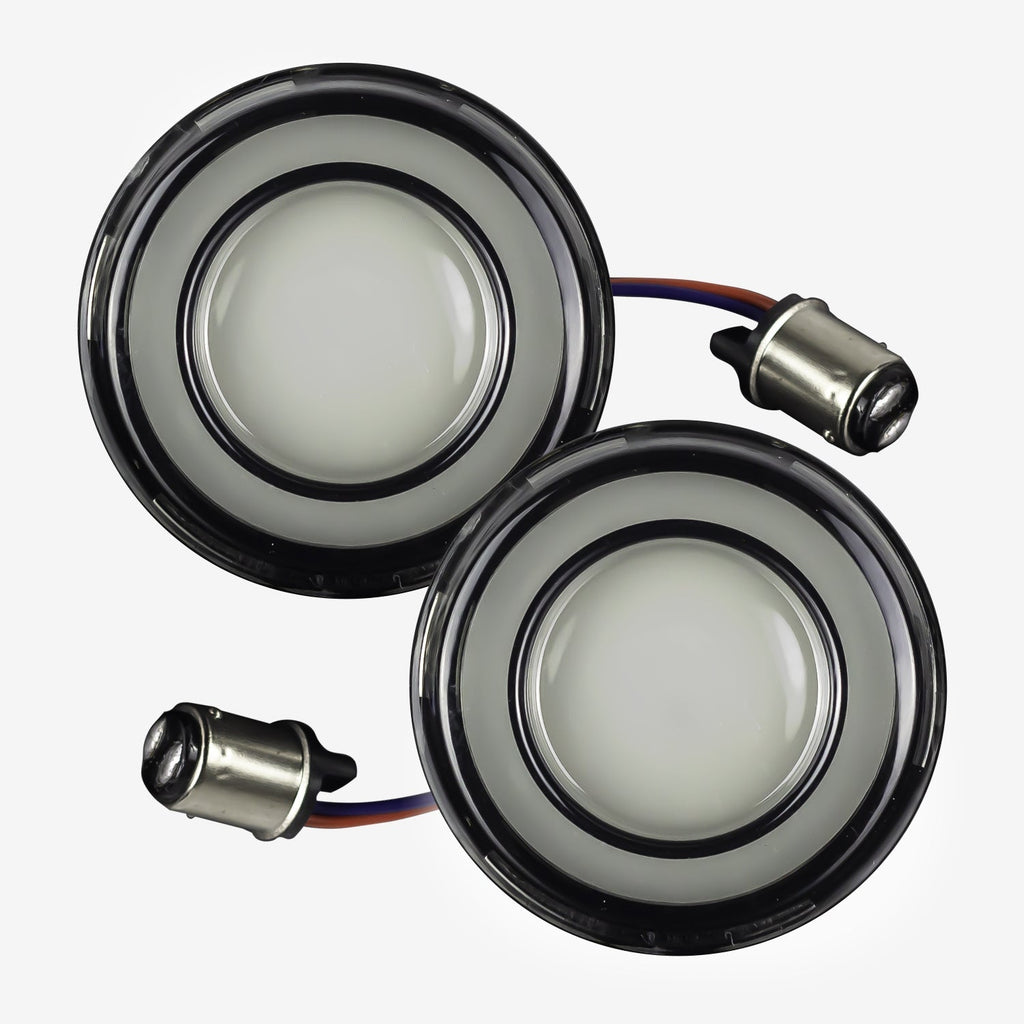 Eagle Lights HALOS 2" Front and Rear LED Turn Signals for Harley-Davidson® Motorcycles - Front (1157) / Rear (1156)