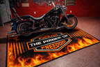 MPM Motorcycle Mat Flame Design for Chopper, Cruiser, Touring, Sport Motorcycle "Forever The Power of Freedom" - MM7241