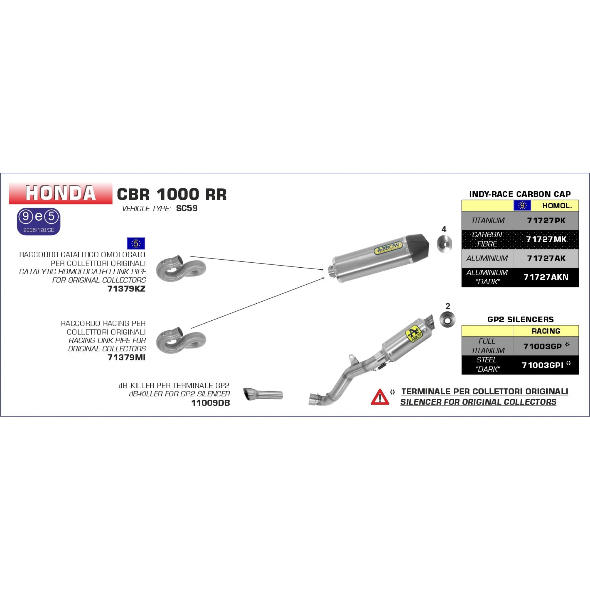 71379KZ Arrow Homologated Link Pipe for Honda CBR1000RR 08-13