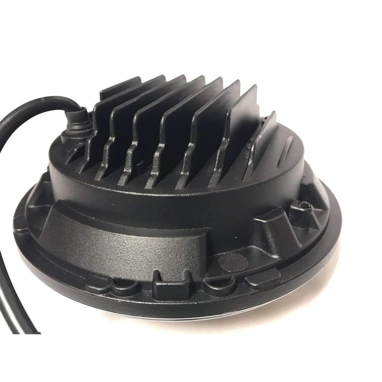 Eagle Lights 7" Round LED Projection Headlight Generation III- Black - Halo Ring - Jeep Wrangler