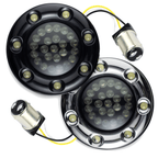 Eagle Lights 2” Infinity Beam Front LED Turn Signals with Integrated Trim Rings and White Halo Running Lights for Harley-Davidson® Motorcycles