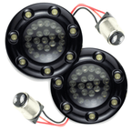 Eagle Lights Infinity Beam 2” Rear LED Turn Signals w/ Running and Brake Lights LED Ring Covers for Harley-Davidson® - Rear 1157 / Red LEDs