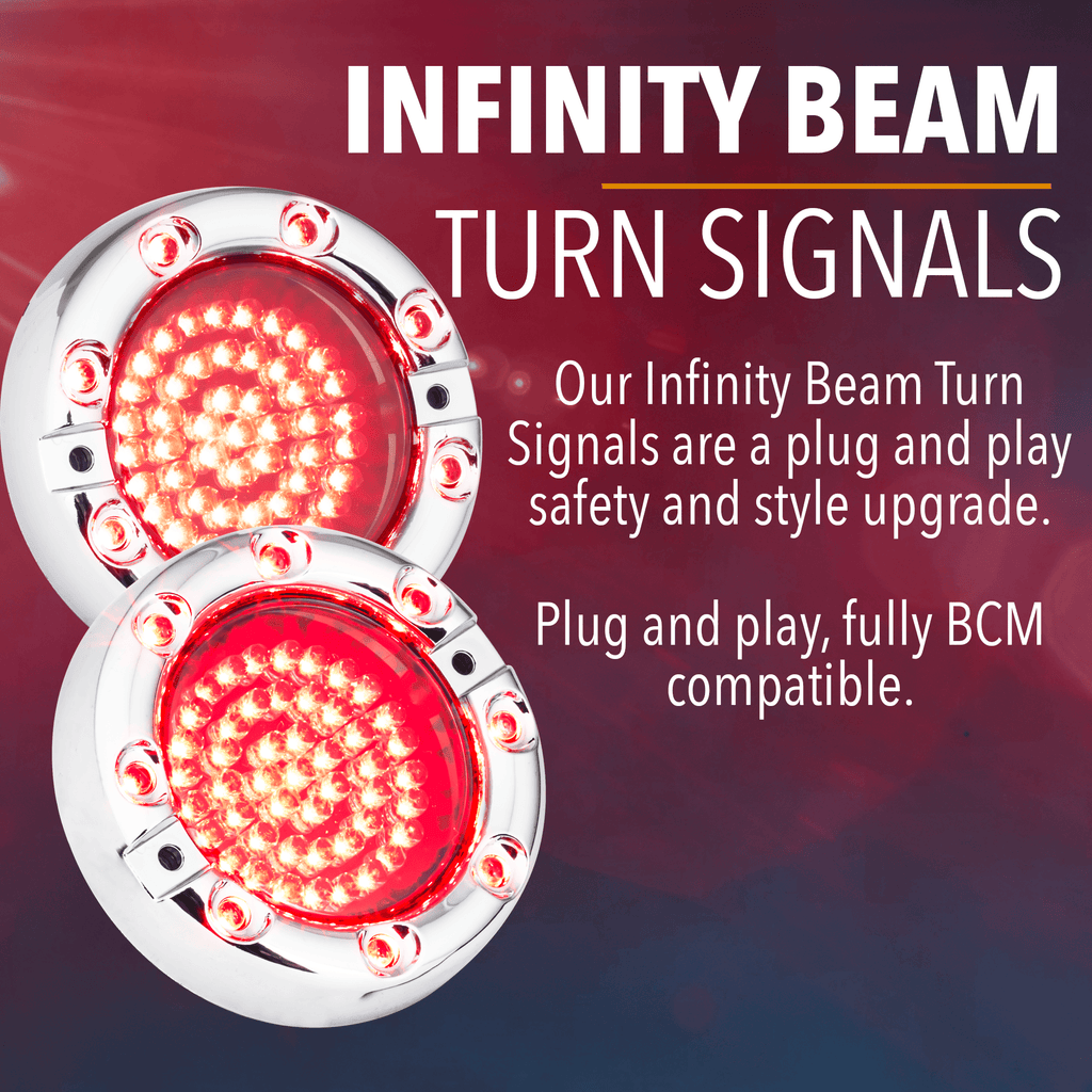 Eagle Lights 3 1/4” Infinity Beam Front and Rear LED Turn Signals with Running LED Light Ring for Harley-Davidson® Motorcycles