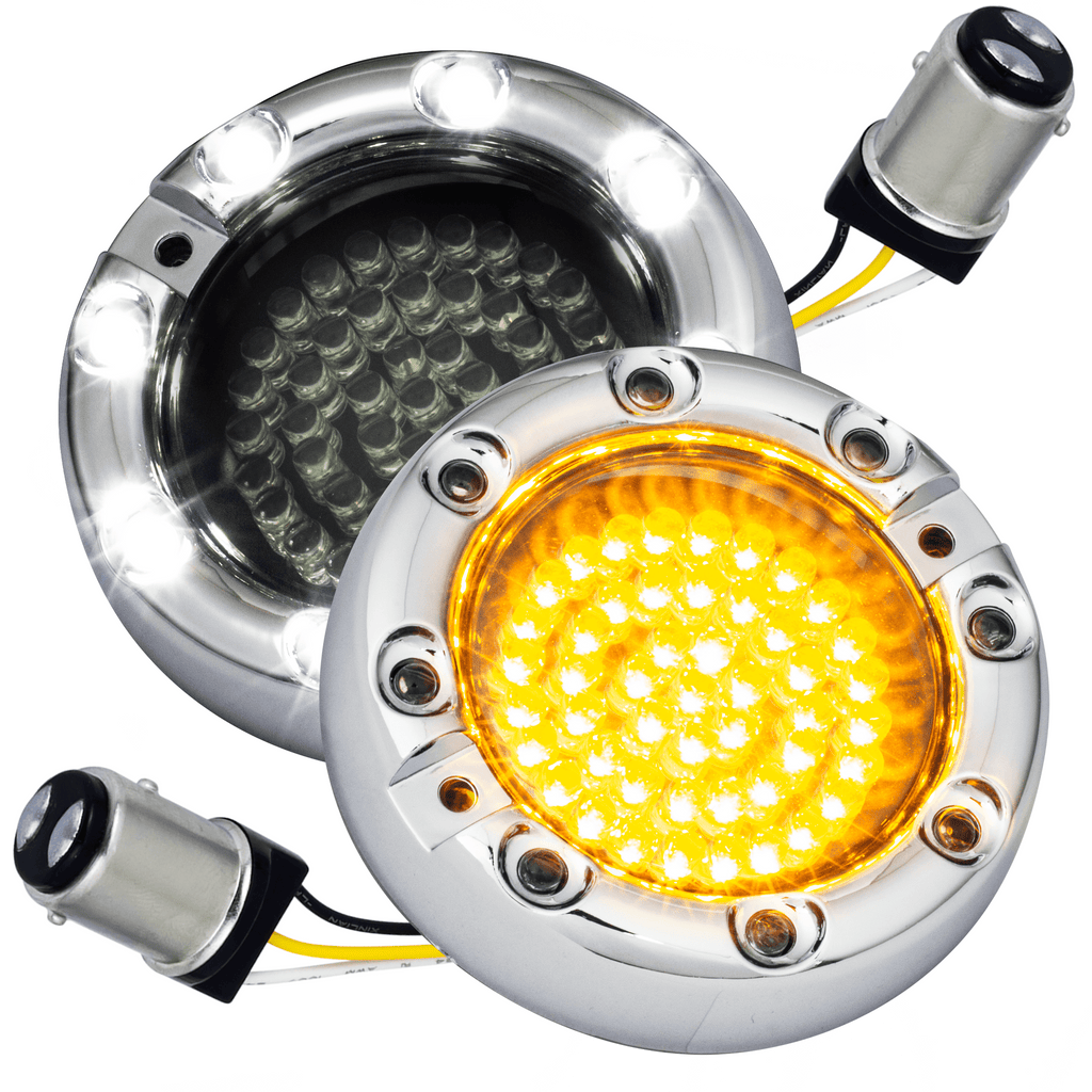 Eagle Lights 3 1/4” Infinity Beam Front LED Turn Signals with Running LED Light Ring for Harley-Davidson® Motorcycles