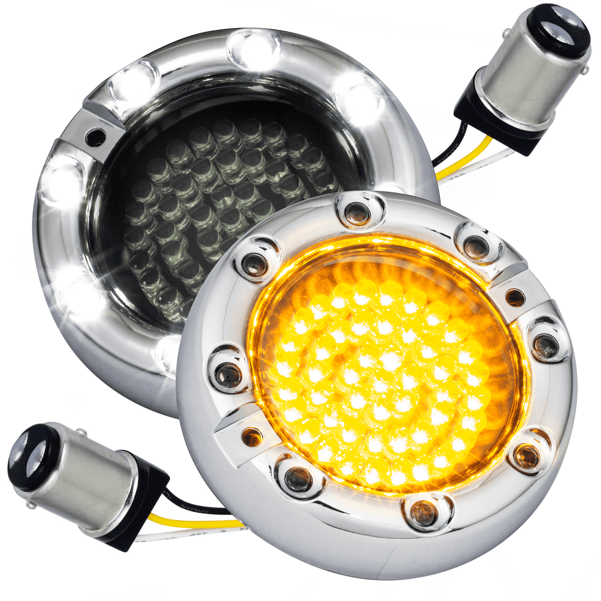 Eagle Lights 3 1/4” Infinity Beam Front and Rear LED Turn Signals with Running LED Light Ring for Harley-Davidson® Motorcycles