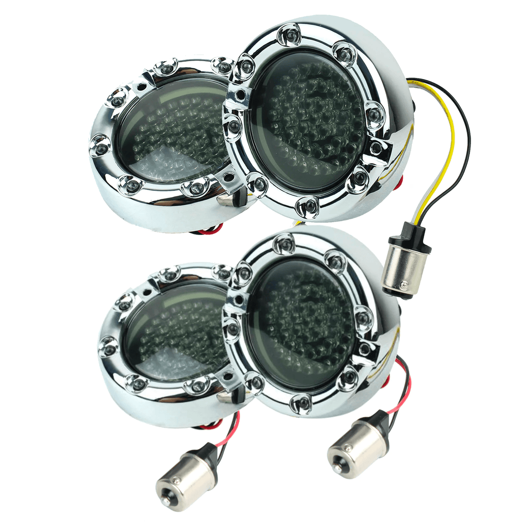 Eagle Lights 3 1/4” Infinity Beam Front and Rear LED Turn Signals with Running LED Light Ring for Harley-Davidson® Motorcycles