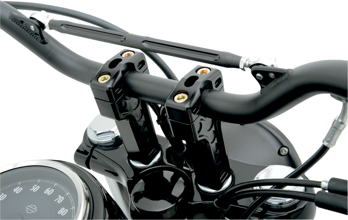 JOKER MACHINE Dual Handlebar Riser Clamp Assembly - 4" / Harley Davidson / Black 0602-0379