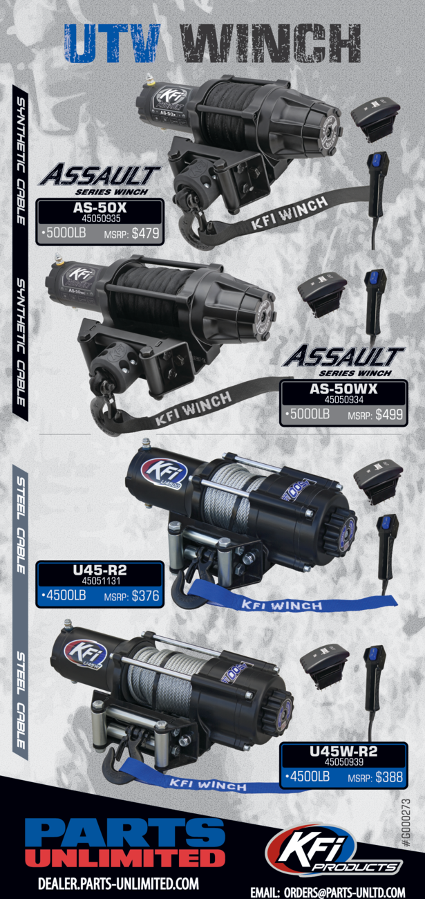 KFI PRODUCTS UTV Winch - U45-R2 Winch / 4500 lb / 38' Steel Cable 4505-1131