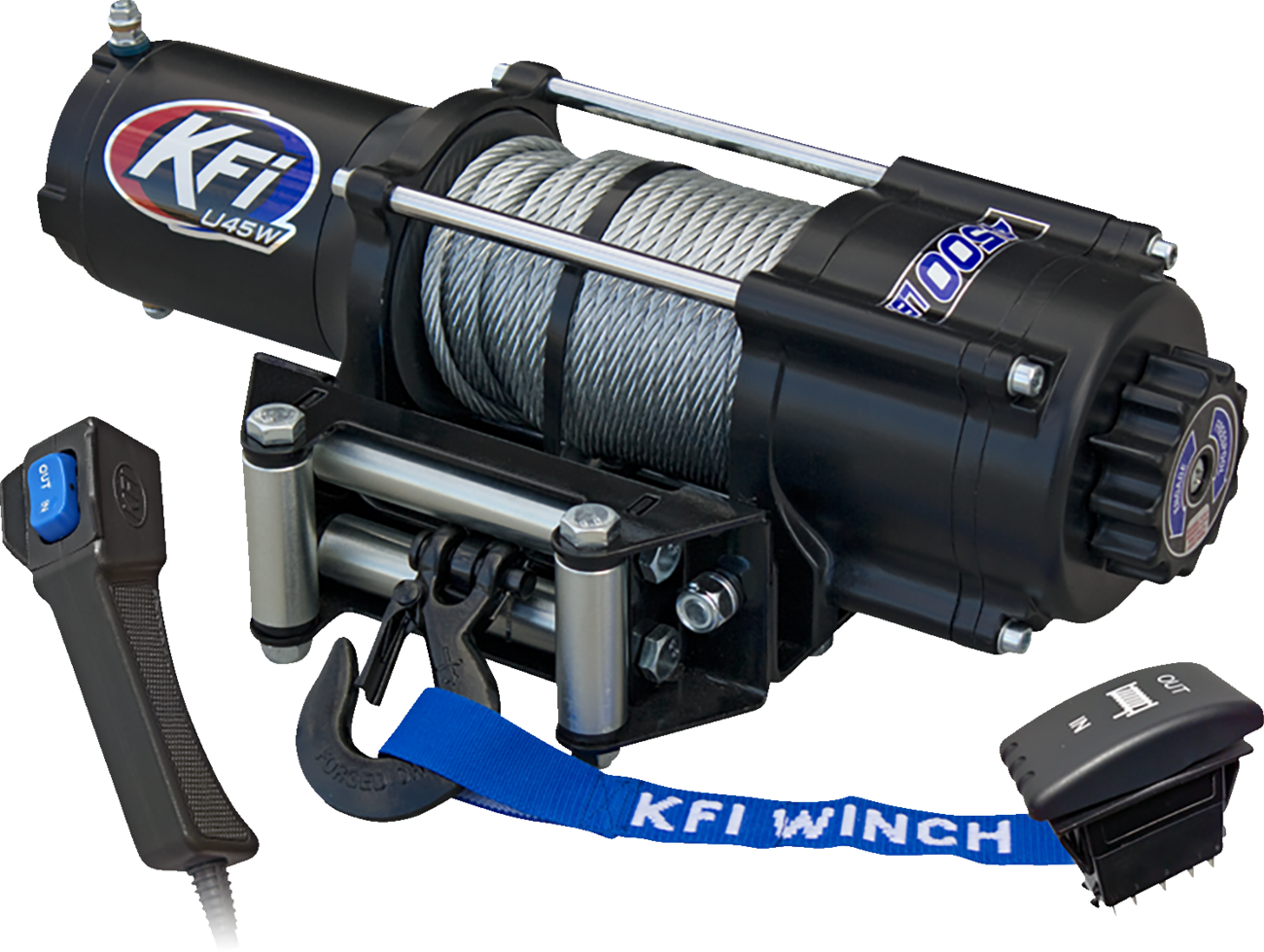 KFI PRODUCTS UTV Winch - U45W-R2 UTV Winch / 4500 lb / 52' Steel Cable / Wide 4505-0939