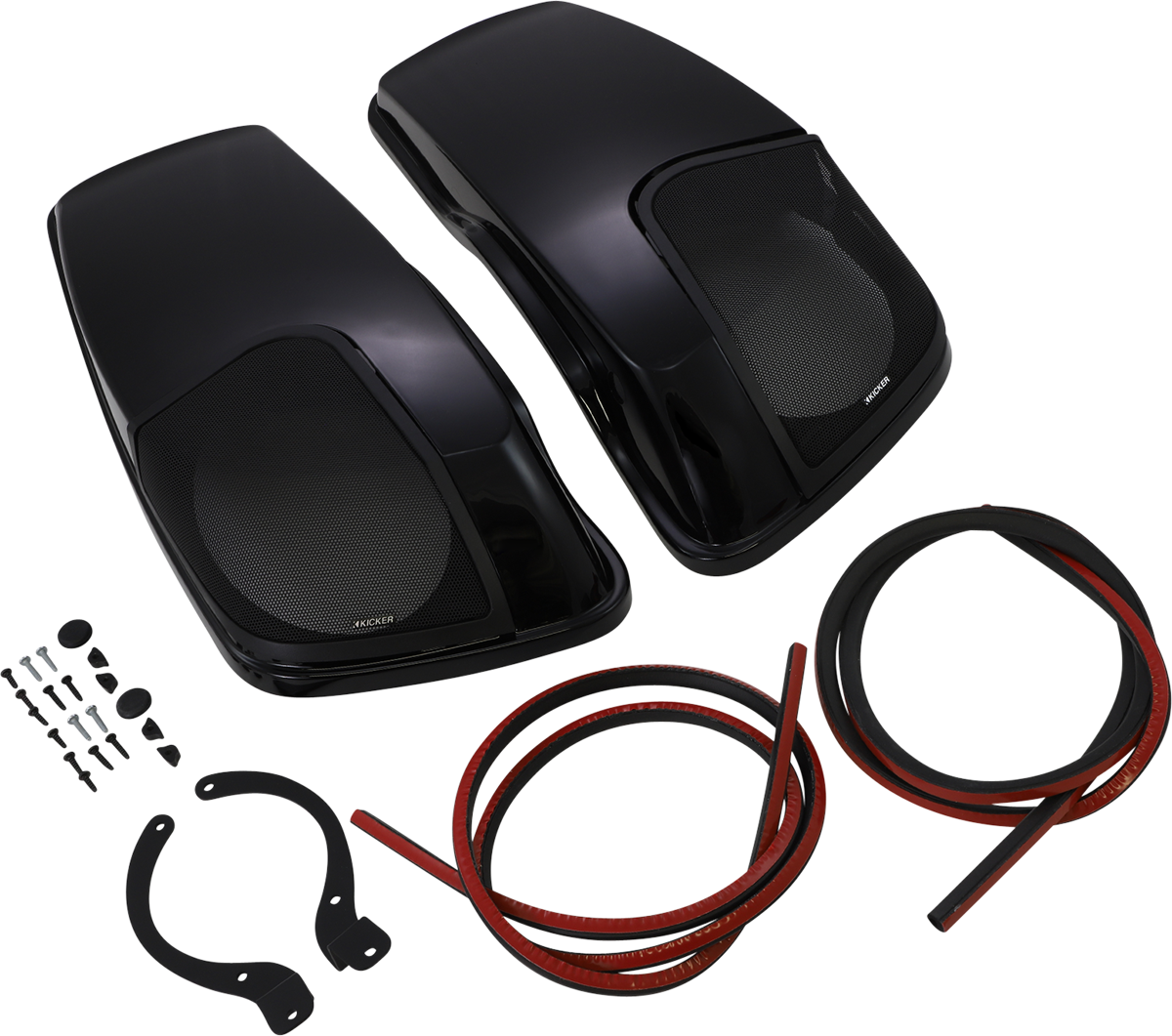 KICKER Saddlebag Speaker Lids - Speaker Lids / Vivid Black / without Speakers / '14-'23 FLHR/FLHT/FLHX/FLTR 4405-0796