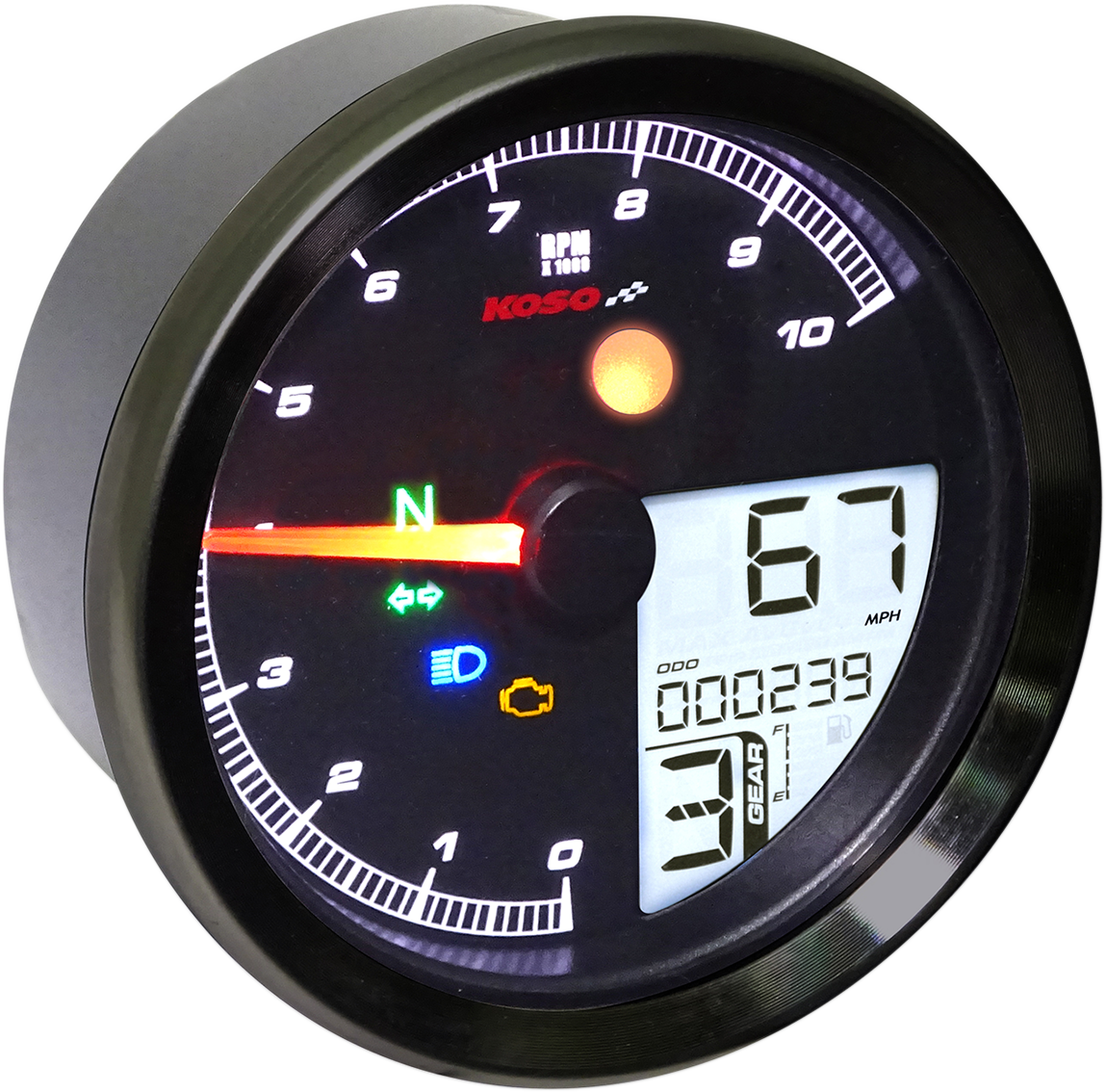 KOSO NORTH AMERICA TNT-04 Multifunction Meter - Black Bezel / 3.3" Diameter x 2.19" D 2211-0176