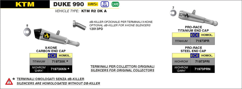 Arrow Db Killer X-Kone Ktm Duke 990 (24-) 11013db