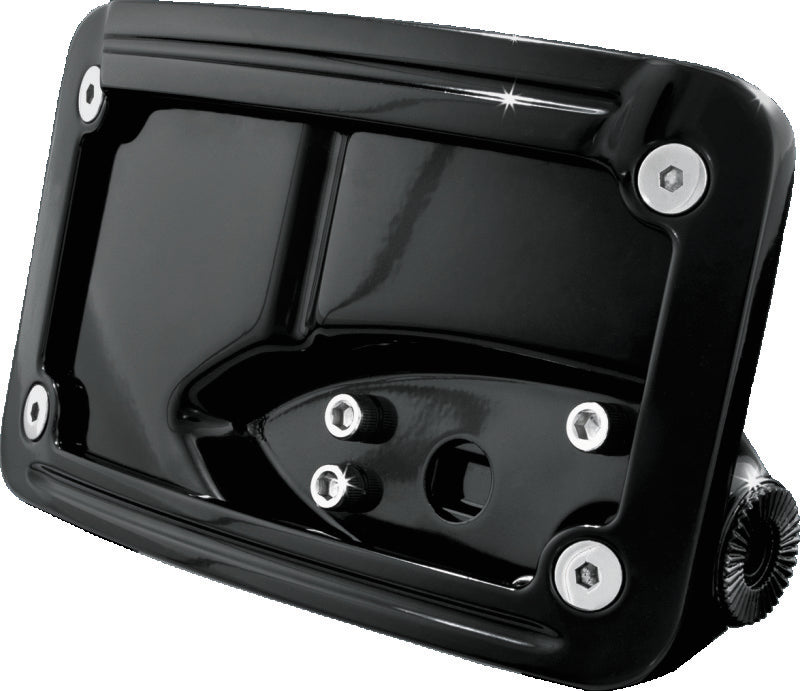 Kuryakyn Curved Horizontal Mount Side License Plate Holder Gloss Black - 3125
