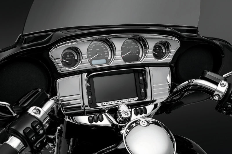 Kuryakyn Deluxe Tri-Line Stereo Trim Kit 14-Up Touring Models Chrome - 7240