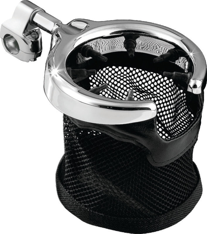 Kuryakyn Drink Holder with Mesh Basket 1-1/4 inch Clamp Chrome - 1475