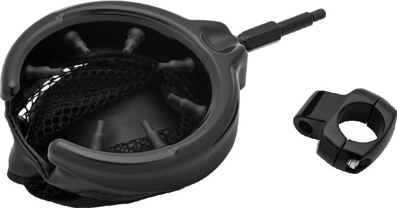 Kuryakyn Drink Holder with Mesh Basket 1 inch Clamp Gloss Black - 1729
