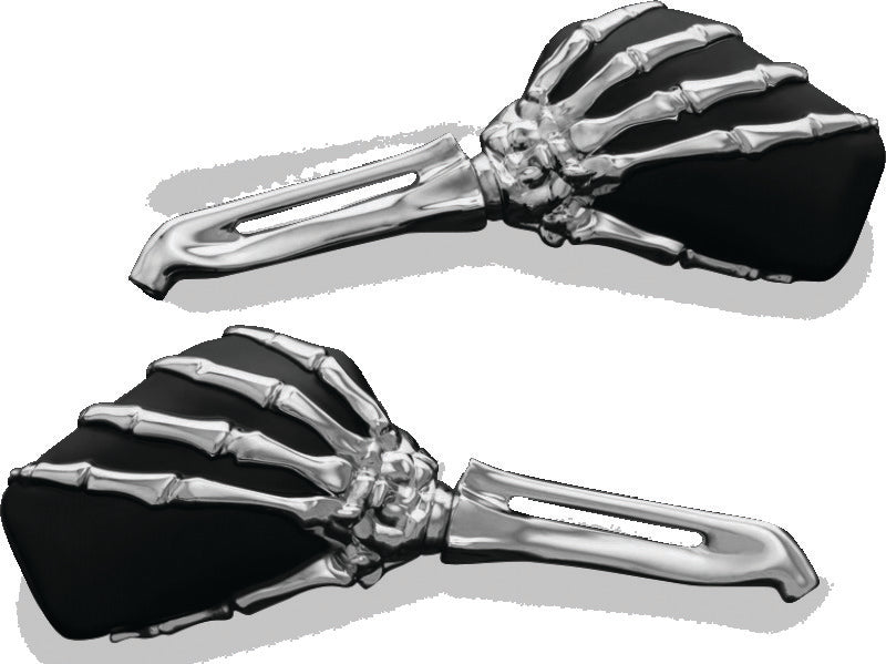 Kuryakyn Skeleton Hand Mirrors Chrome/Black - 1759