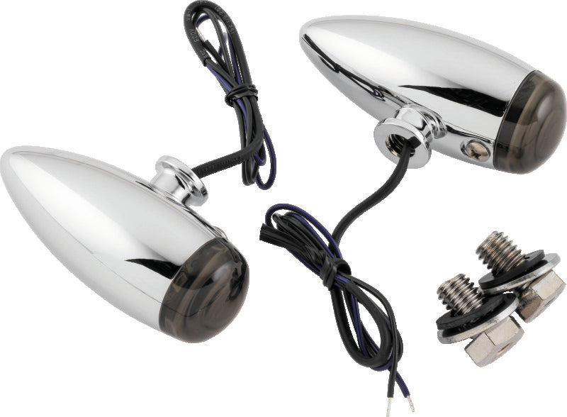 Kuryakyn Super Bright LED Mini Bullet Lights Amber Chrome - 2500