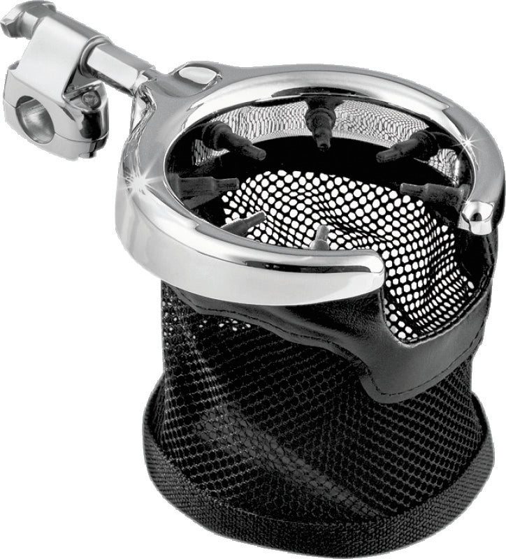 Kuryakyn Universal Passenger Drink Holder With Basket Black/Chrome - 1484