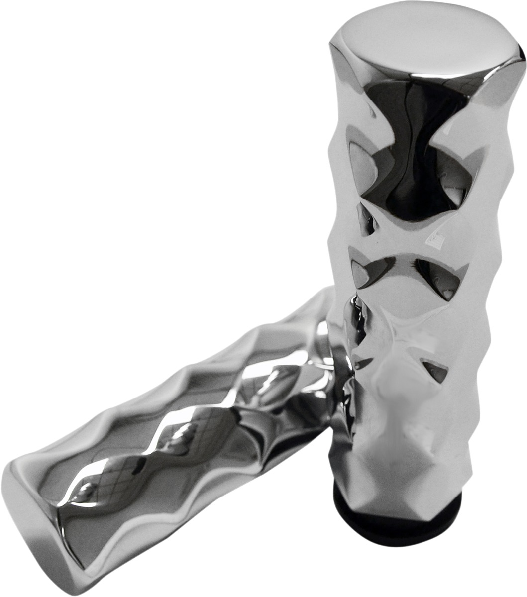 LA CHOPPERS Billet Hex Grips - TBW / Chrome 0630-1425