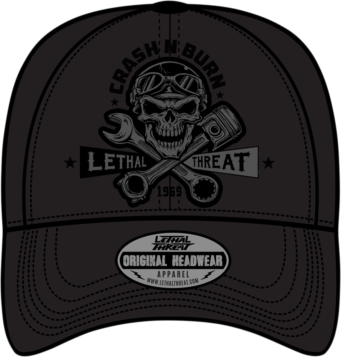 LETHAL THREAT Crash 'n Burn Baseball Hat - Black / One Size 2501-3825