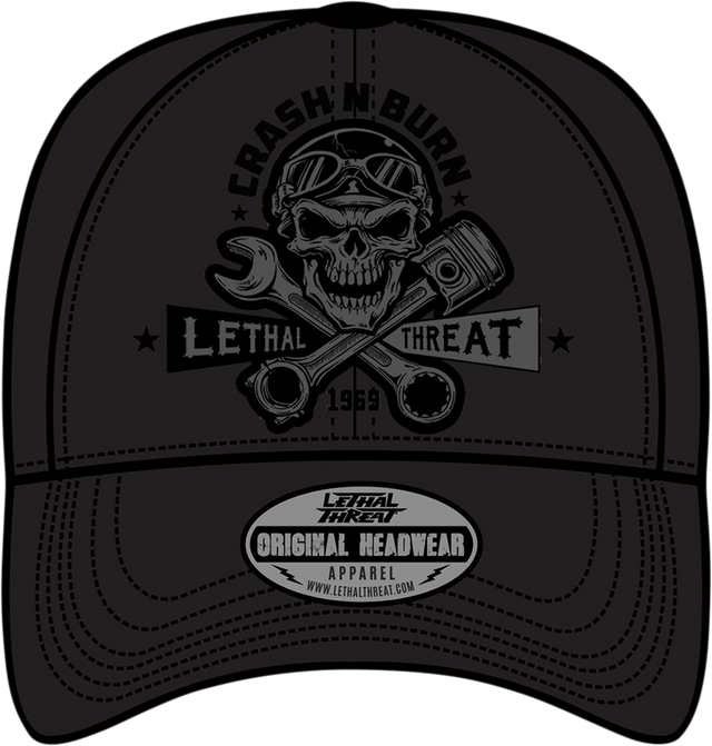 LETHAL THREAT Crash 'n Burn Baseball Hat - Black / One Size 2501-3825