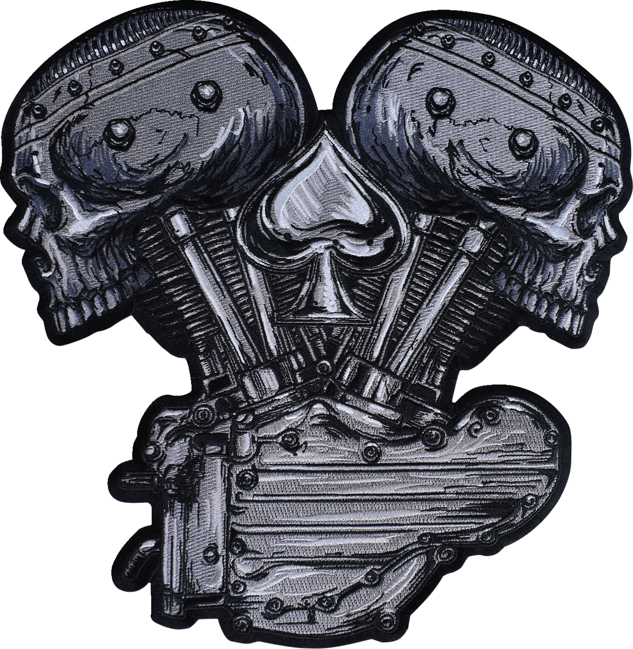 LETHAL THREAT Metal and Mayhem V-Twin Skull Embroidered Patch - Large 2840-0181