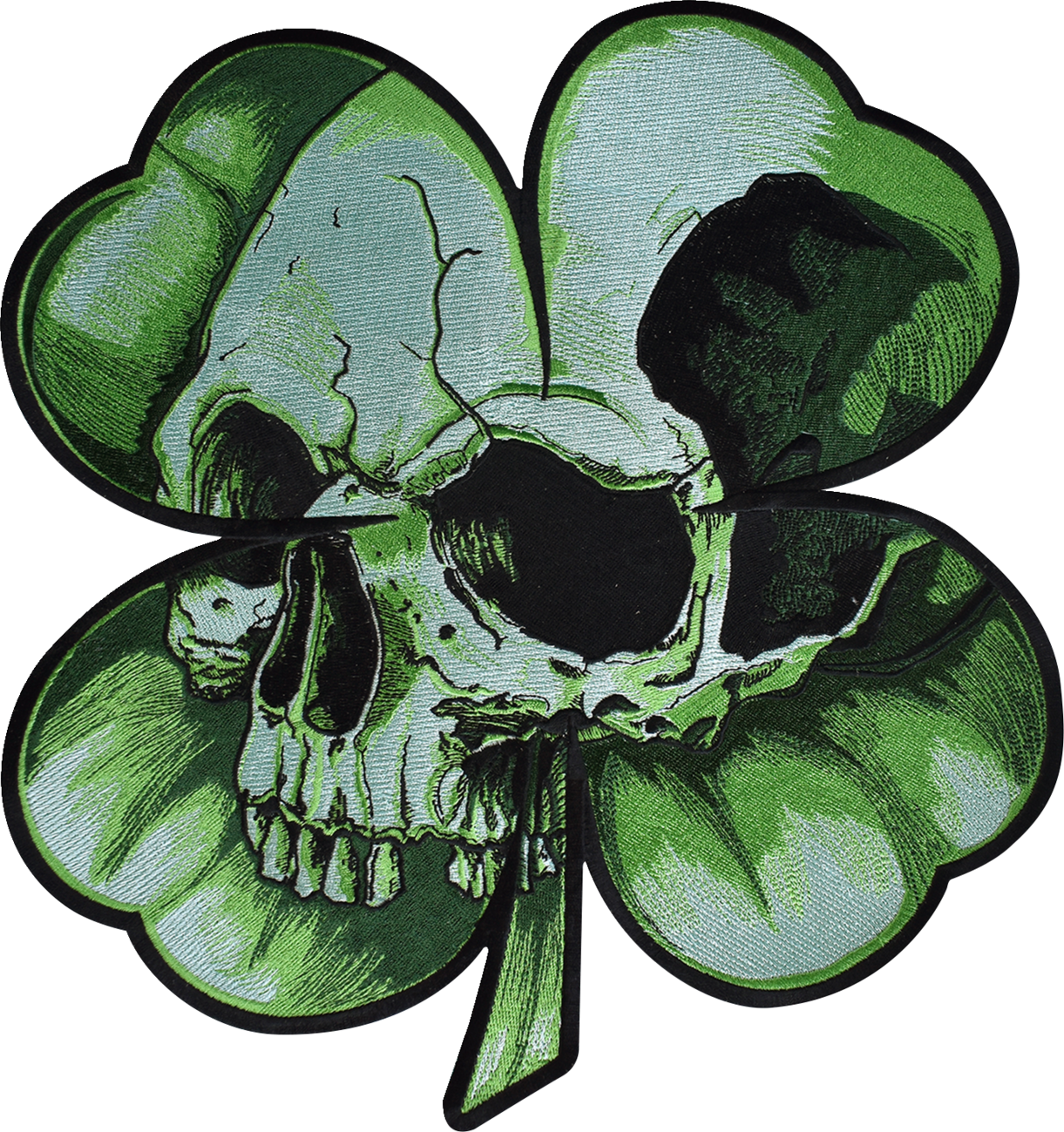 LETHAL THREAT Shamrock Clover Skull Embroidered Patch - Large 2840-0182
