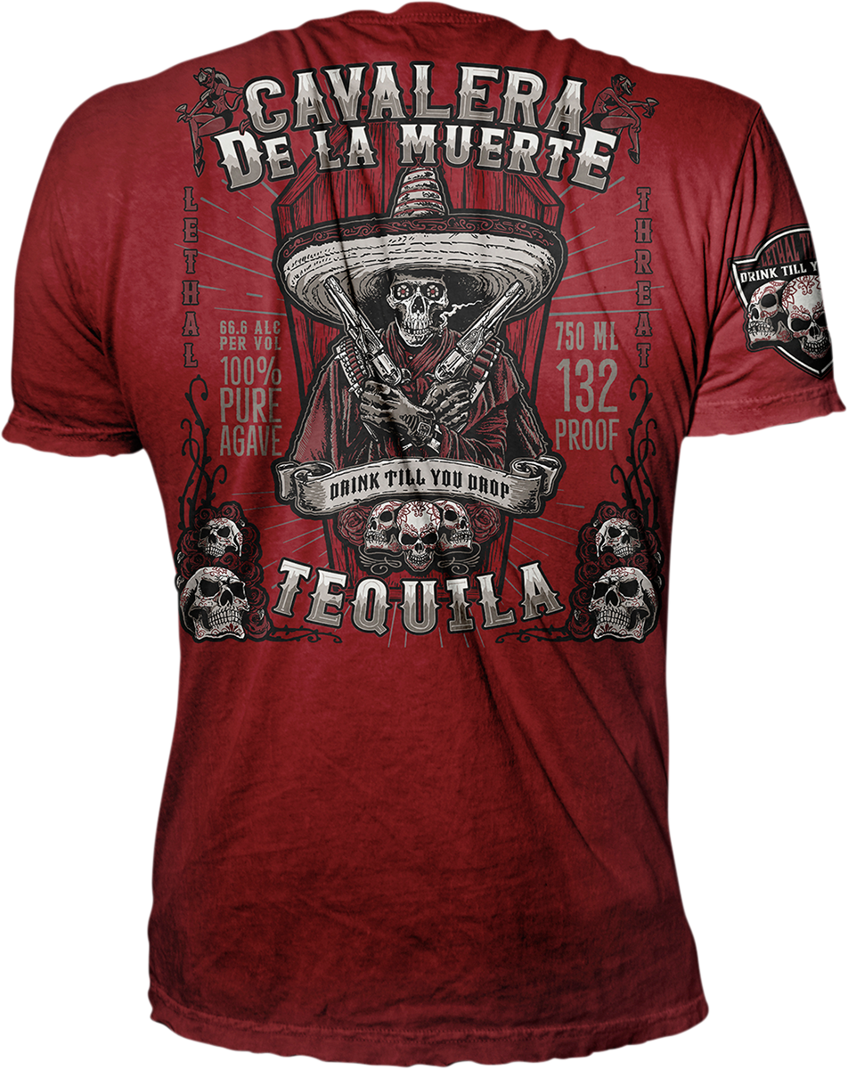 LETHAL THREAT Vintage Velocity Bandido Tequila T-Shirt - Burgundy / 2XL 3030-20275