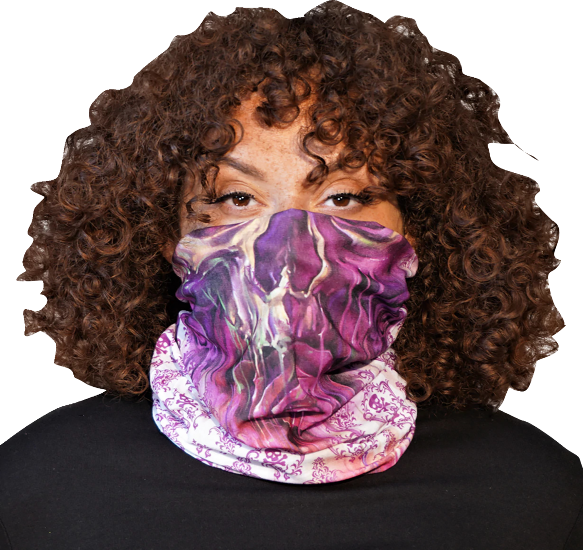 LETHAL THREAT Watercolor Skull Face Neck Scarf - 2502-0290