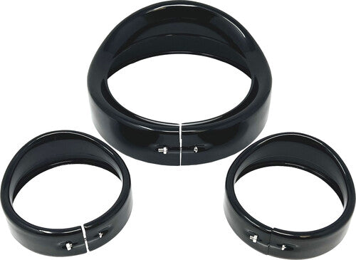 LETRIC LIGHTING CO 7" GLOSS BLK HEAD/PASS LIGHTS FRENCHED VISOR KIT - LLC-7HPB-BK