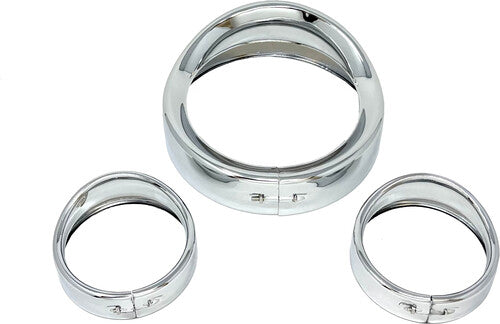 LETRIC LIGHTING CO 7" SHOW CHROME HEAD/PASS LIGHTS FRENCHED VISOR KIT - LLC-7HPB-CK
