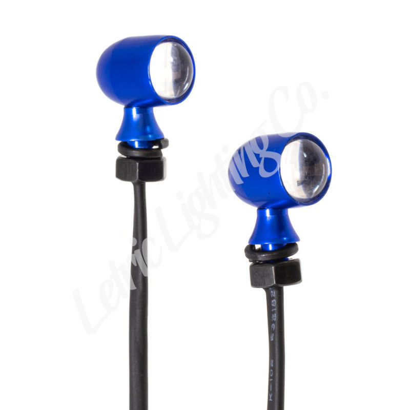 Letric Lighting 12mm Mini White Running Light Amber Turn Signal - Blue Anodized - LLC-45CB-WA