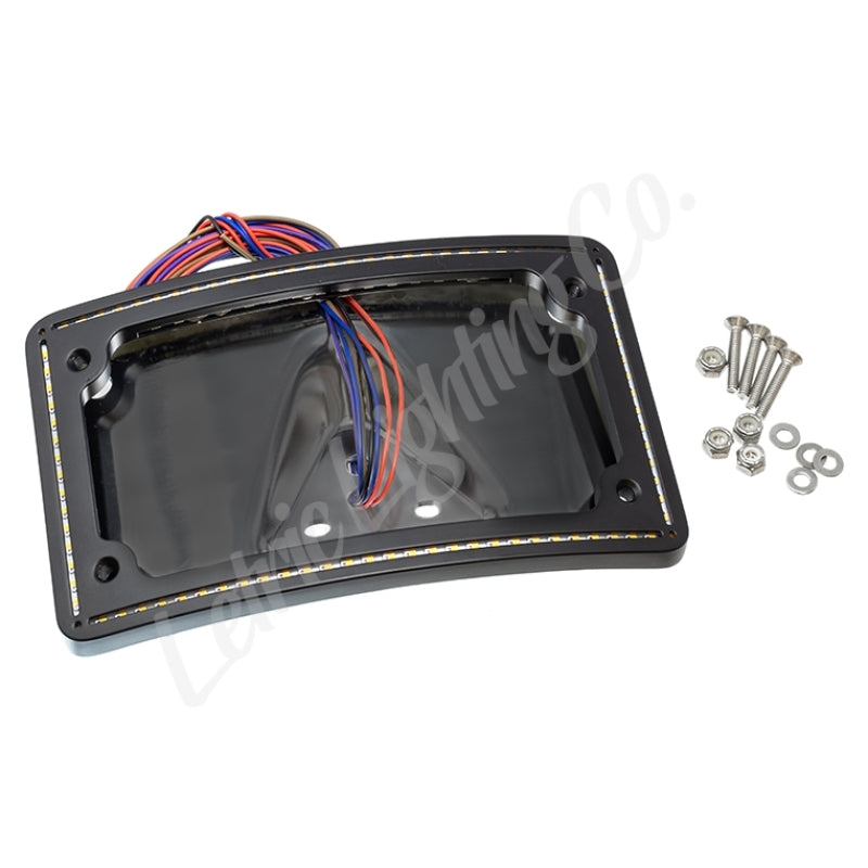 Letric Lighting 2004-2013 Sportster Perfect Plate Light Black Curved License Plate Frame - LLC-CPPL-B2