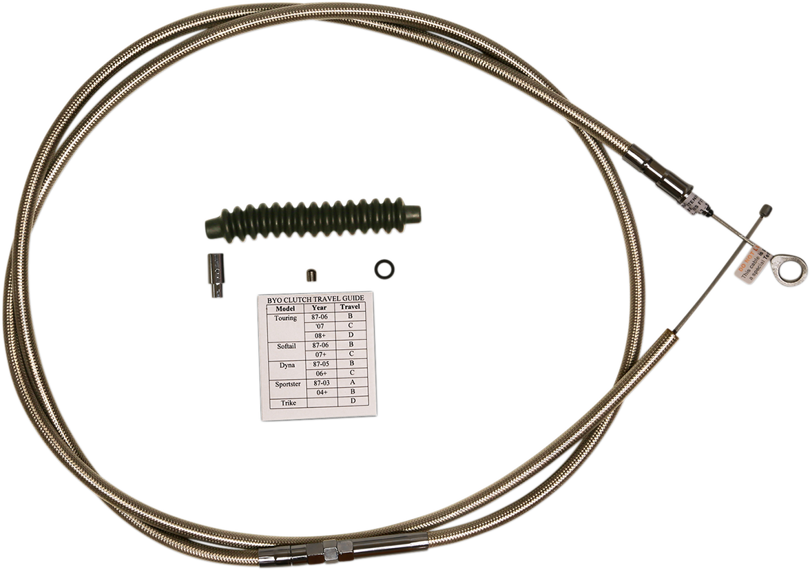 MAGNUM SHIELDING BYO™ Build Your Own™ Clutch Cable Kit - 80" - Dyna/Softail - Braided Stainless Steel - 0652-1556