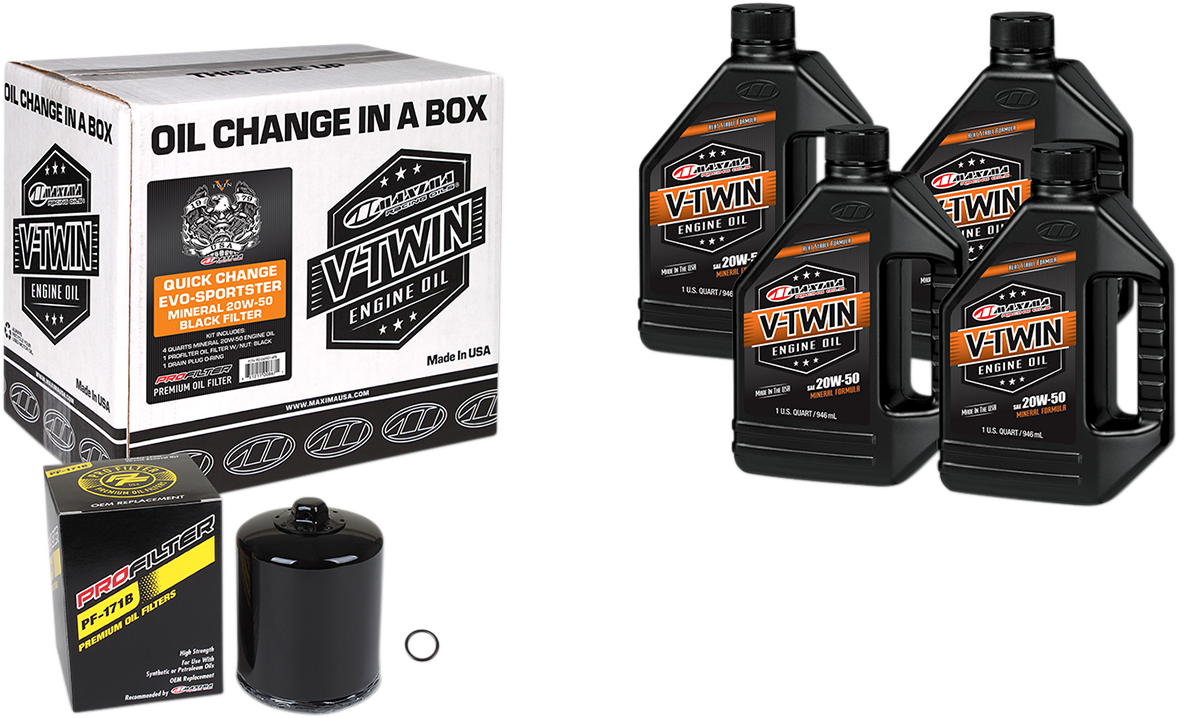 MAXIMA RACING OIL Quick Change Evo/Sportster Mineral 20W-50 Oil Change Kit