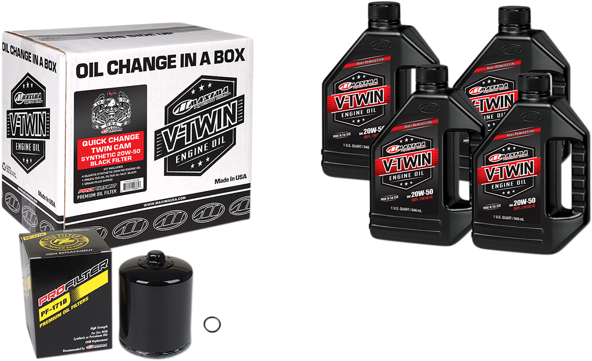 MAXIMA RACING OIL Quick Change Twin Cam Synthetic 20W-50 Oil Change Kit