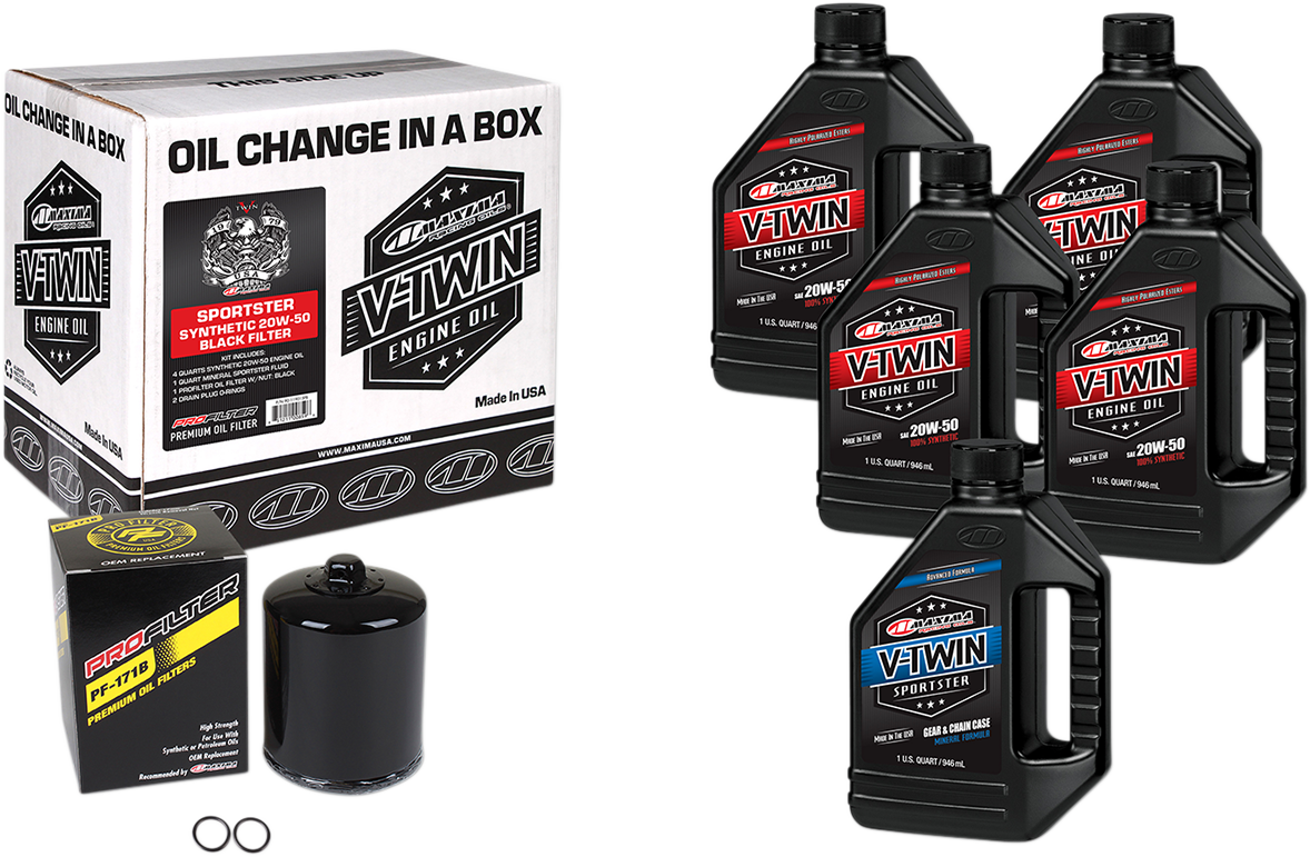 MAXIMA RACING OIL Sportster Synthetic 20W-50 Oil Change Kit