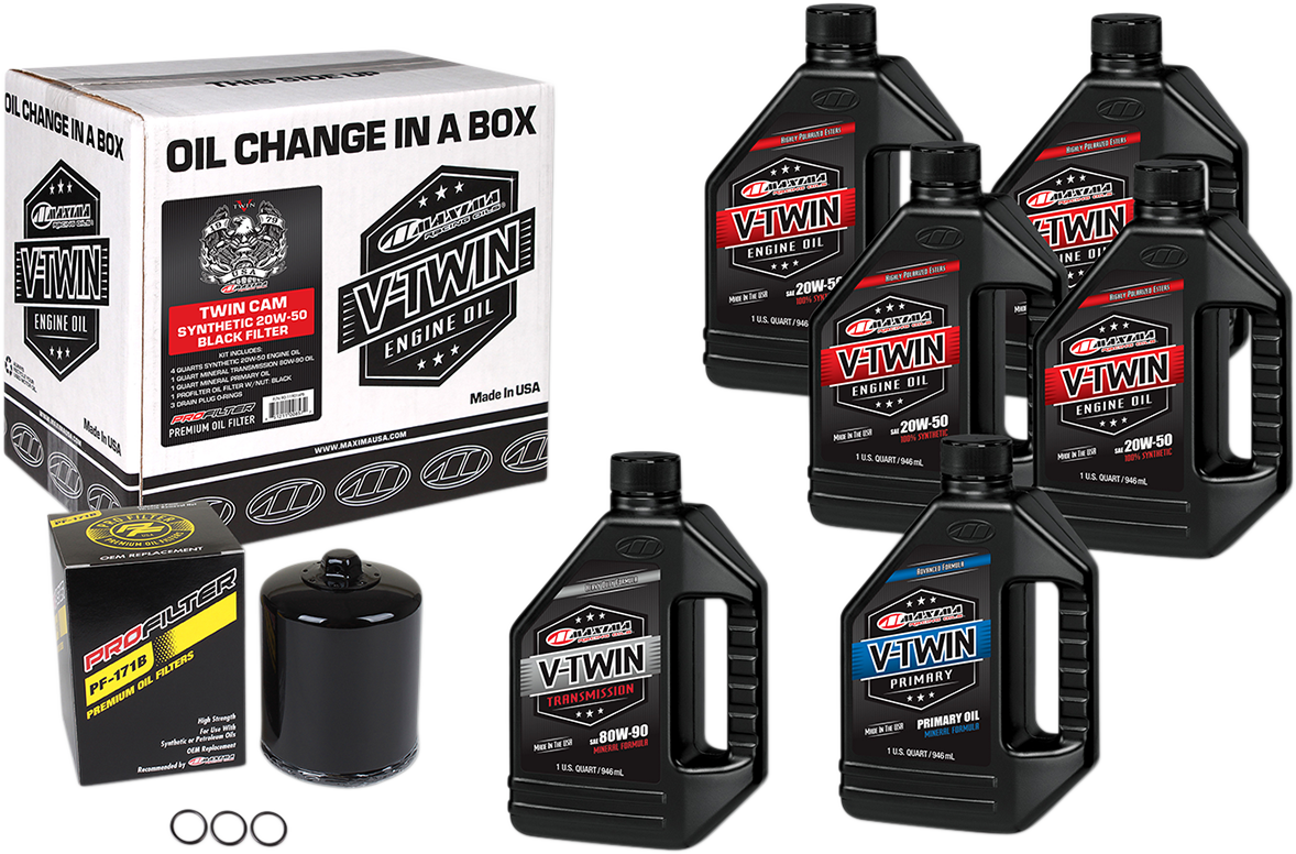 MAXIMA RACING OIL Twin Cam Synthetic 20W-50 Oil Change Kit