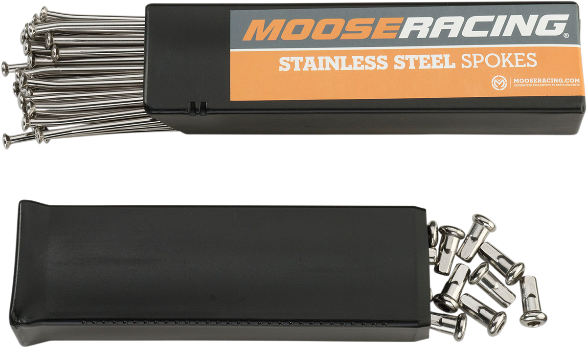 MOOSE OFFROAD Stainless Steel Spoke Set - Spoke Set with Nipples / Stainless Steel / Front / 21" / Gas Gas/Husqvarna/KTM 0211-0048