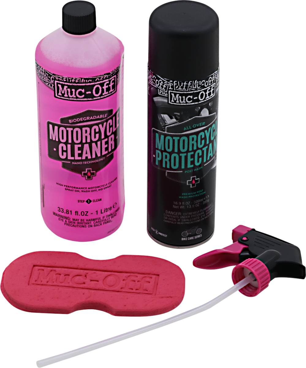 MUC-OFF USA Motorcycle Care Kit - Cleaner/Spray Duo with Sponge - 3704-0334
